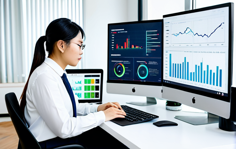A professional Vietnamese content strategist, fully clothed in a modest business casual outfit, sits thoughtfully at a sleek desk in a bright, modern co-working space. They are focused on multiple digital screens displaying data analytics dashboards and strategic plans for content distribution. Their perfect anatomy, correct proportions, and natural pose convey a sense of calm focus and expertise in digital strategy. The scene emphasizes data-driven decision-making and professional planning in the context of digital content. safe for work, appropriate content, fully clothed, professional, high-quality, professional photography.