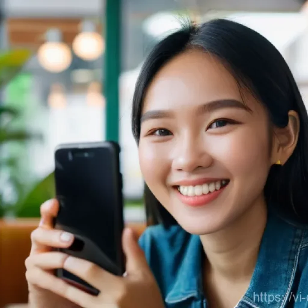 디지털 제작자 운동의 사용자 생성 콘텐츠 - A lively and authentic close-up of a young Vietnamese Gen Z woman, smiling genuinely, wearing a styl...