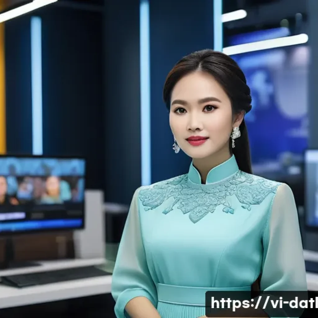 디지털 제작자와 전통 미디어의 관계 - A modern Vietnamese digital content creator collaborating with traditional media professionals in a ...