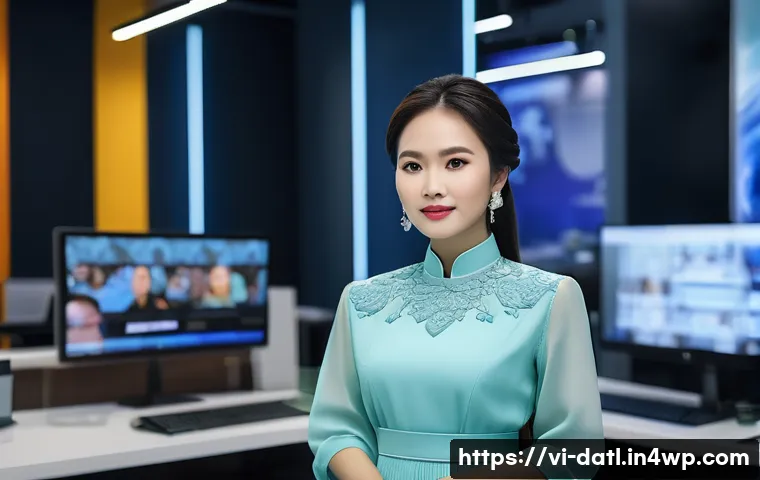 디지털 제작자와 전통 미디어의 관계 - A modern Vietnamese digital content creator collaborating with traditional media professionals in a ...