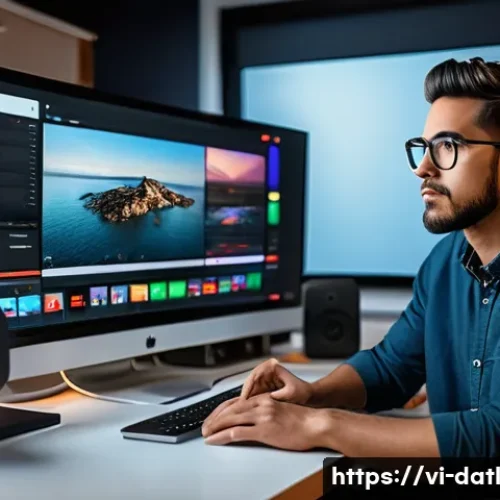 Home 33 디지털 제작자 운동의 해외 사례 비교 - A professional digital content creator in a modern North American home studio, surrounded by multipl...