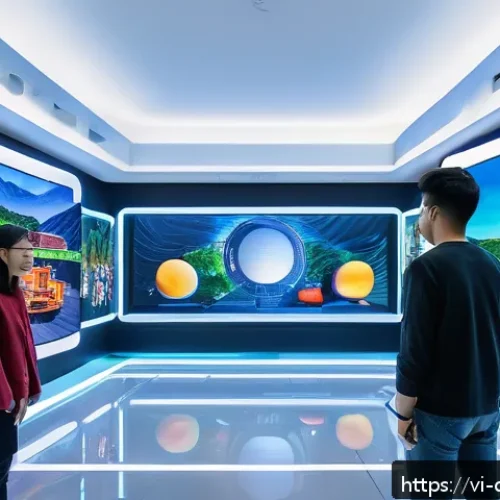 Home 17 디지털 제작자 운동의 국제적 사례 연구 - A vibrant digital art exhibition set inside a futuristic metaverse gallery, featuring diverse Vietna...