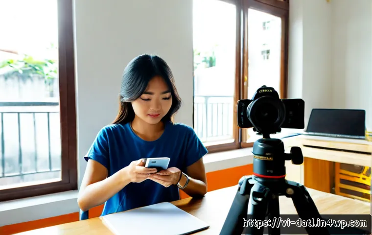 Home 17 디지털 제작자 운동의 참여자 동기 및 행동 - Photorealistic documentary-style scene of a young Vietnamese digital creator in a bright Ho Chi Minh...
